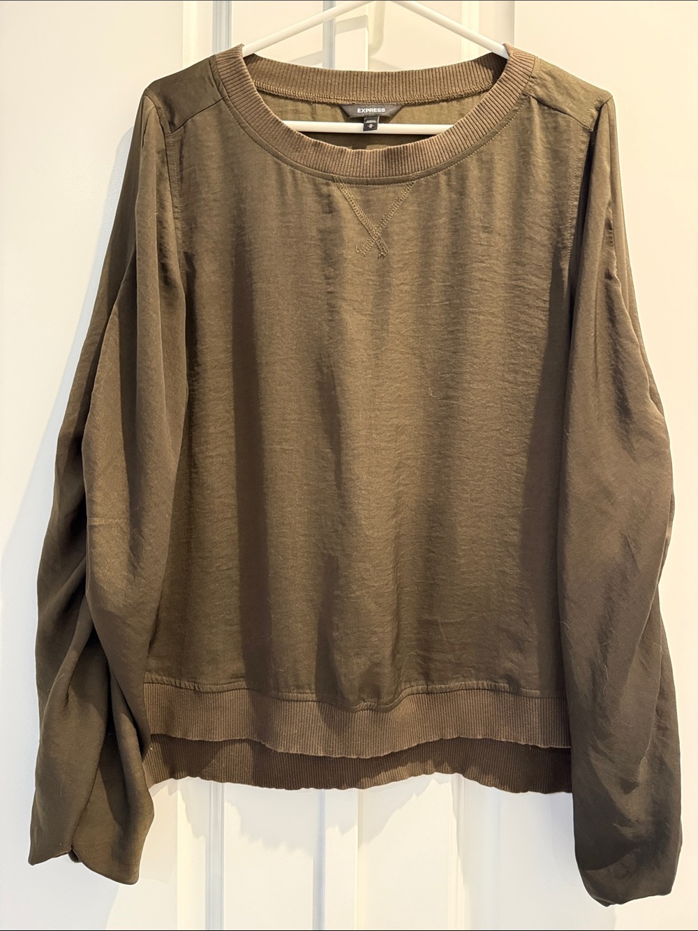 Express Olive Crewneck Sweatshirt - Women's